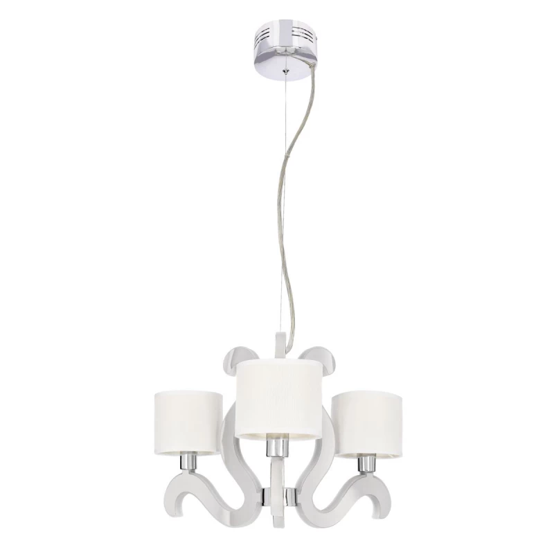 Trojramenné závesné svetlo AMBROSIA - 3xE14, 40W + LED 18,4 W, 2800K (teplá biela), chrómované