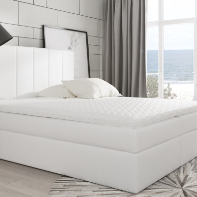Čalúnená jednolôžková posteľ Daria biela Eko koža 120 + topper zdarma