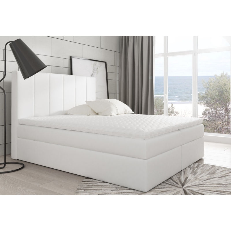 Čalúnená jednolôžková posteľ Daria biela Eko koža 120 + topper zdarma