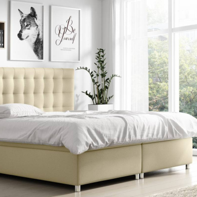 Veľká čalúnená posteľ Diana béžová 200 + Topper zdarma