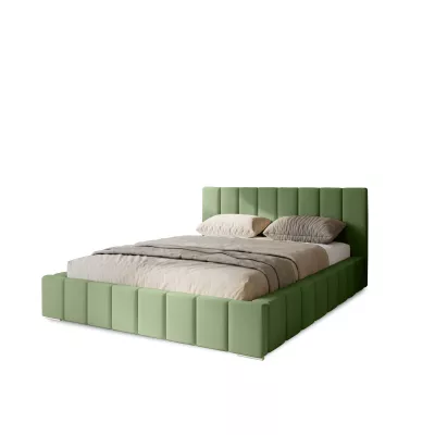 Čalúnené dvojlôžko 200x200 s úložným priestorom BURKE - khaki
