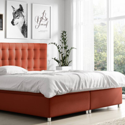 Čalúnená jednolôžková posteľ Diana červená 120 + topper zdarma