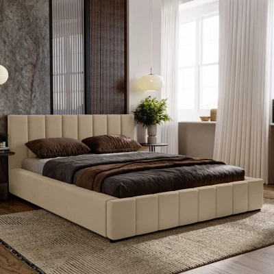 Manželská posteľ 180x200 s úložným priestorom CULPEPER - krémová