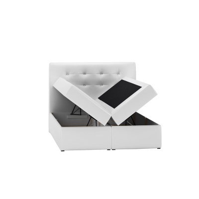 Veľká čalúnená posteľ Stefani 200x200, šedomodrá+biela + topper zdarma