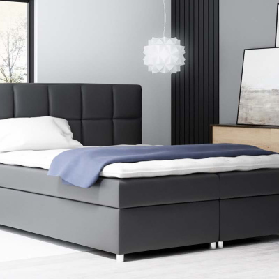 Veľká čalúnená posteľ Tina čierna Eko koža 200 + topper zdarma
