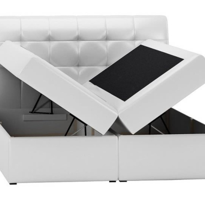 Veľká čalúnená posteľ SARA biela Eko koža 200 + topper zdarma