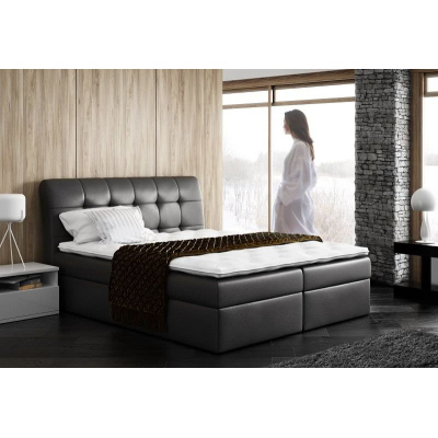 Jednolôžková čalúnená posteľ SARA čierna Eko koža  140 + topper zdarma