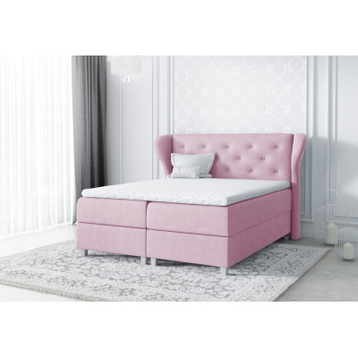 Veľká čalúnená posteľ Eveli ružová 200 + Topper zdarma
