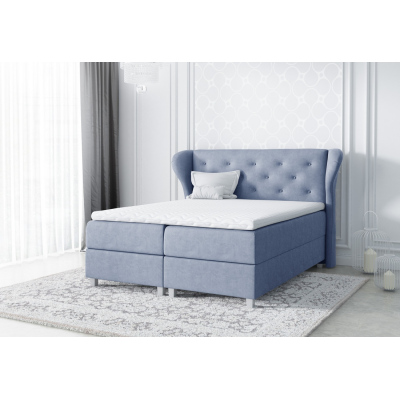 Čalúnená jednolôžková posteľ Eveli modrá 120 + topper zdarma
