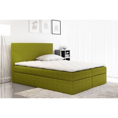 Veľká čalúnená posteľ Ella zelená 200  + Topper zdarma