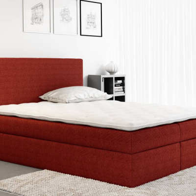 Boxspringová čalúnená posteľ Ella červená 160 + Topper zdarma