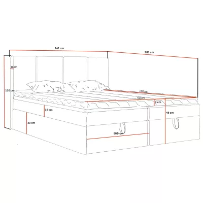 Kontinentálna manželská posteľ 160x200 GLADE - čierna