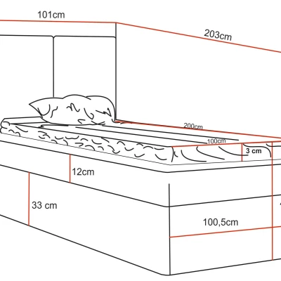 Kontinentálna jednolôžková posteľ 100x200 GLADE - čierna