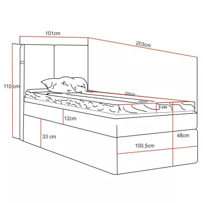 Kontinentálna jednolôžková posteľ 100x200 GLADE - teplá béžová