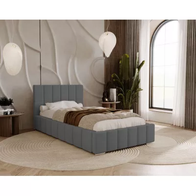 Čalúnená posteľ 90x200 s úložným priestorom DUMFRIES - oceľová šedá