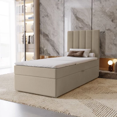 Hotelová jednolôžková posteľ 90x200 GRETNA - latte + topper ZADARMO