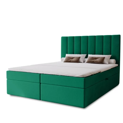 Hotelová manželská posteľ 180x200 GRETNA - fľaškovo zelená + topper ZADARMO