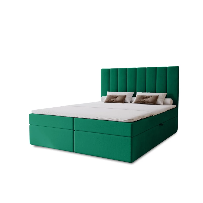 Hotelová manželská posteľ 180x200 GRETNA - fľaškovo zelená + topper ZADARMO