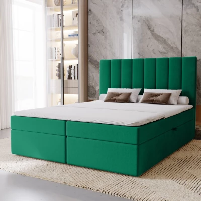 Hotelová manželská posteľ 180x200 GRETNA - fľaškovo zelená + topper ZADARMO
