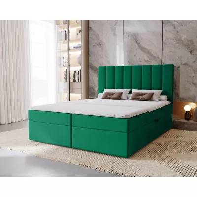 Hotelová manželská posteľ 180x200 GRETNA - fľaškovo zelená + topper ZADARMO