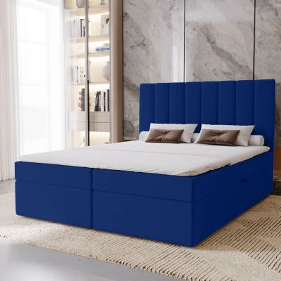 Hotelová manželská posteľ 180x200 GRETNA - tmavá modrá + topper ZADARMO