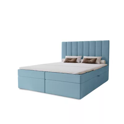 Hotelová manželská posteľ 180x200 GRETNA - svetlá modrá + topper ZADARMO