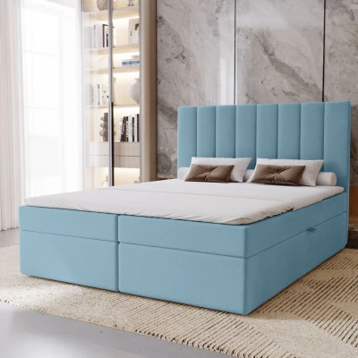 Hotelová manželská posteľ 180x200 GRETNA - svetlá modrá + topper ZADARMO