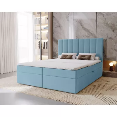 Hotelová manželská posteľ 180x200 GRETNA - svetlá modrá + topper ZADARMO