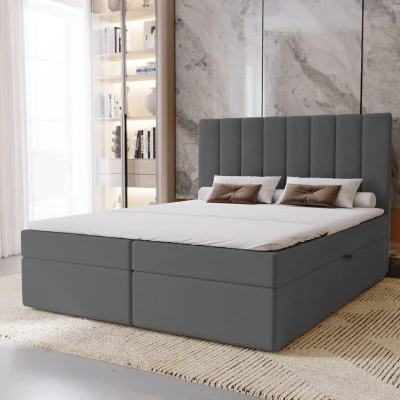 Hotelová manželská posteľ 180x200 GRETNA - oceľová šedá + topper ZADARMO