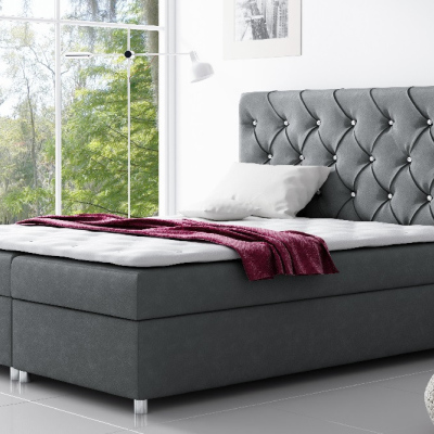 Čalúnená posteľ s úložným priestorom VIVIEN - 160x200, sivá + topper zdarma