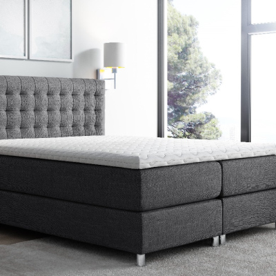 Vysoká čalúnená posteľ boxspring Luca antracit 180 + topper zdarma