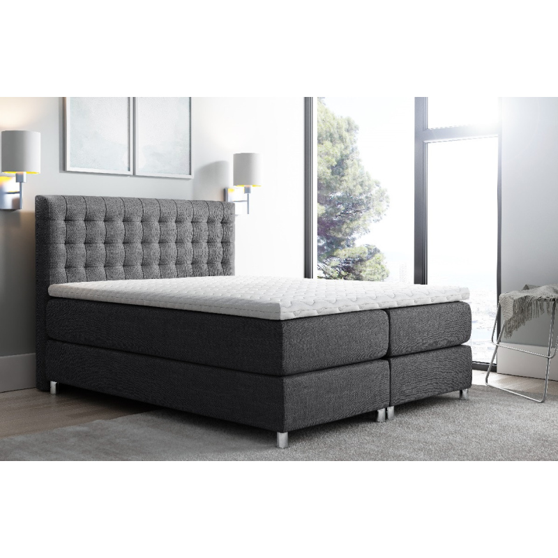 Vysoká čalúnená posteľ boxspring Luca antracit 180 + topper zdarma