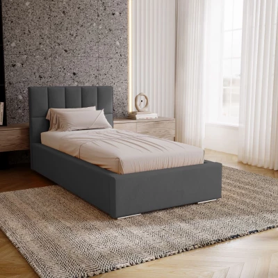 Jednolôžková čalúnená posteľ 90x200 EMPORIA - oceľová šedá