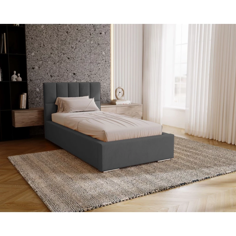 Jednolôžková čalúnená posteľ 90x200 EMPORIA - oceľová šedá
