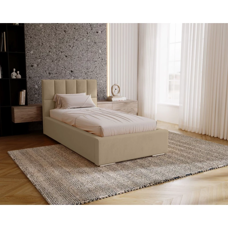 Jednolôžková čalúnená posteľ 90x200 EMPORIA - krémová