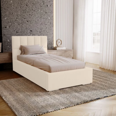 Jednolôžková čalúnená posteľ 90x200 EMPORIA - vanilková