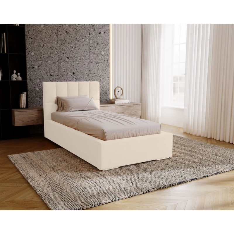 Jednolôžková čalúnená posteľ 90x200 EMPORIA - vanilková
