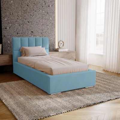 Jednolôžková čalúnená posteľ 90x200 EMPORIA - svetlá modrá