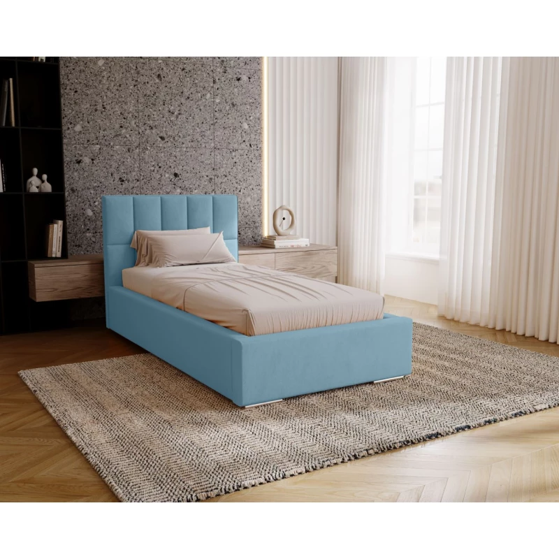 Jednolôžková čalúnená posteľ 90x200 EMPORIA - svetlá modrá