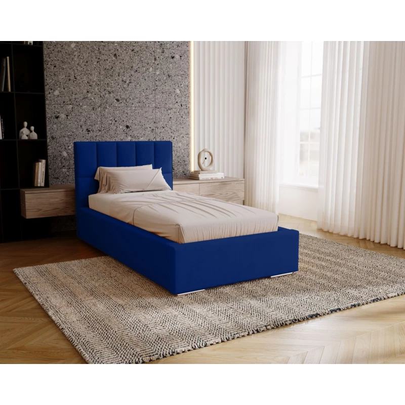 Jednolôžková čalúnená posteľ 90x200 EMPORIA - tmavá modrá