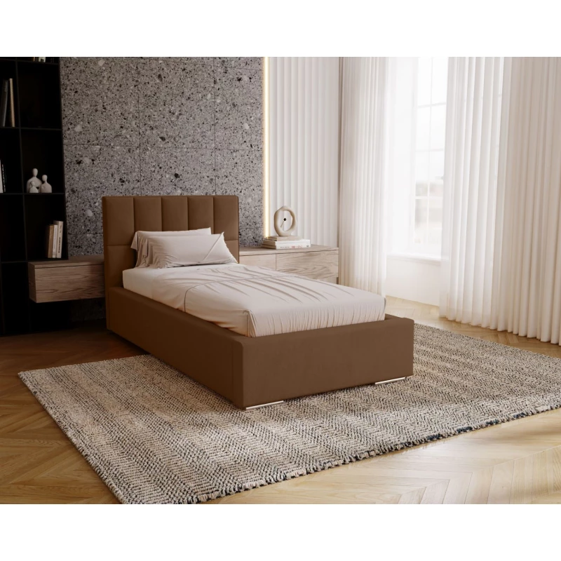 Jednolôžková čalúnená posteľ 90x200 EMPORIA - hnedá