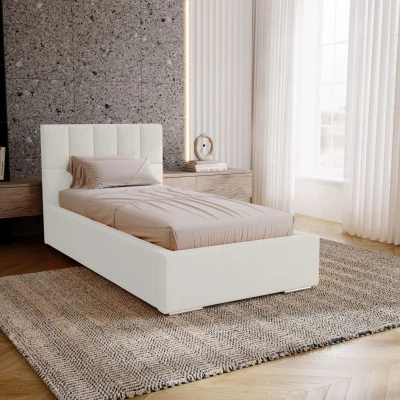 Jednolôžková čalúnená posteľ 90x200 EMPORIA - biela