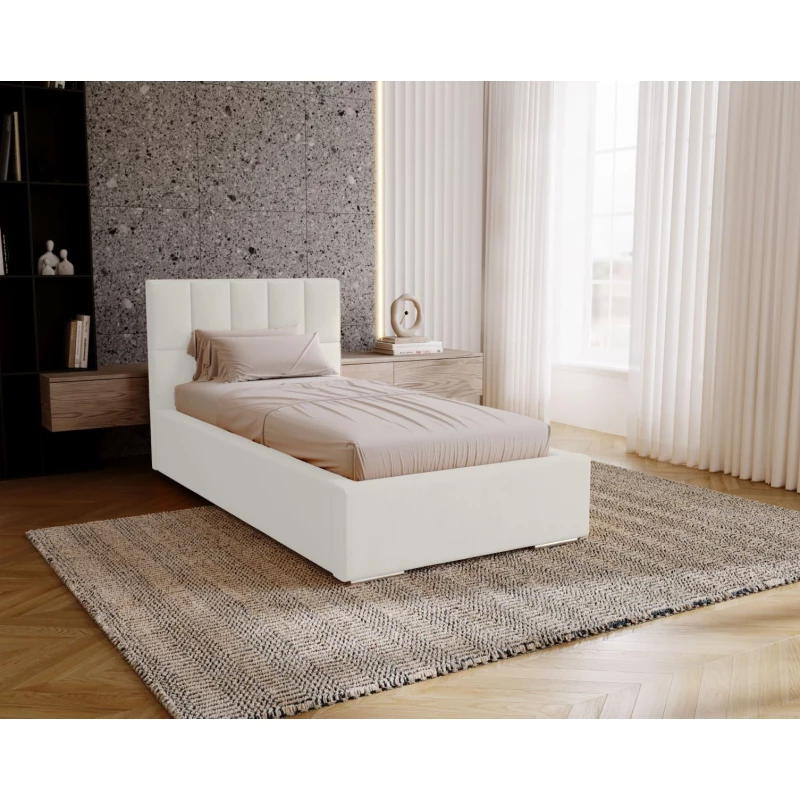 Jednolôžková čalúnená posteľ 90x200 EMPORIA - biela