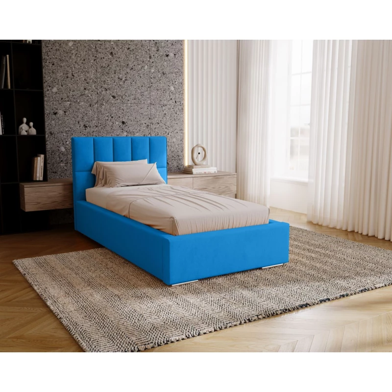 Jednolôžková čalúnená posteľ 90x200 EMPORIA - modrá