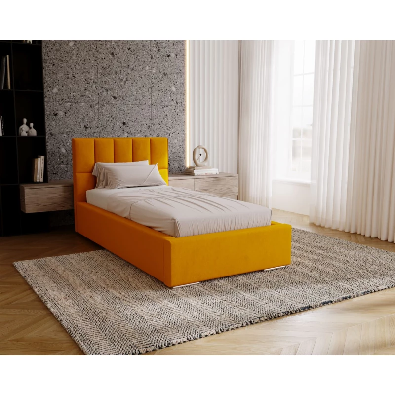 Jednolôžková čalúnená posteľ 90x200 EMPORIA - pomarančová