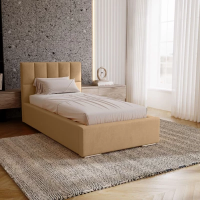 Jednolôžková čalúnená posteľ 90x200 EMPORIA - teplá béžová