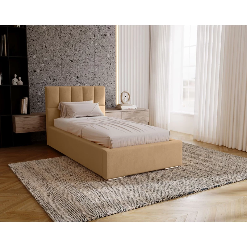 Jednolôžková čalúnená posteľ 90x200 EMPORIA - teplá béžová