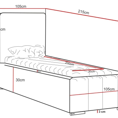 Jednolôžková čalúnená posteľ 90x200 EMPORIA - krémová