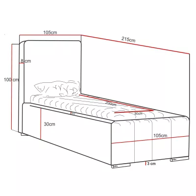 Jednolôžková čalúnená posteľ 90x200 EMPORIA - krémová