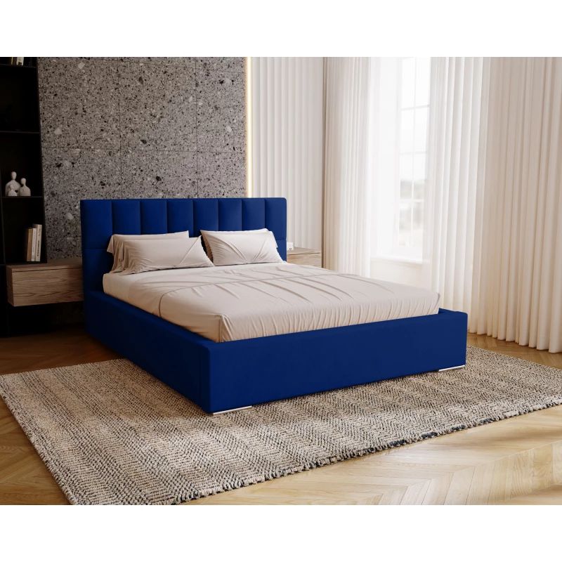 Jednolôžková čalúnená posteľ 120x200 EMPORIA - tmavá modrá